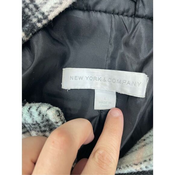 New York & Company Plaid Zip Up Peacoat Jacket Size Large - Picture 5 of 9